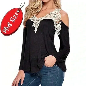 "Clemma" Floral Lace Cold Shoulder Top